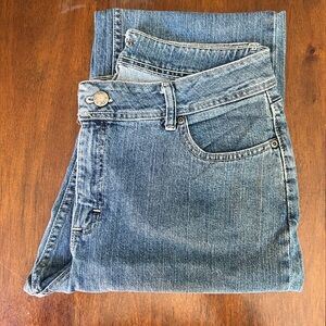 Riders lees Classic Blue Denim Jeans button fly zipper front closure